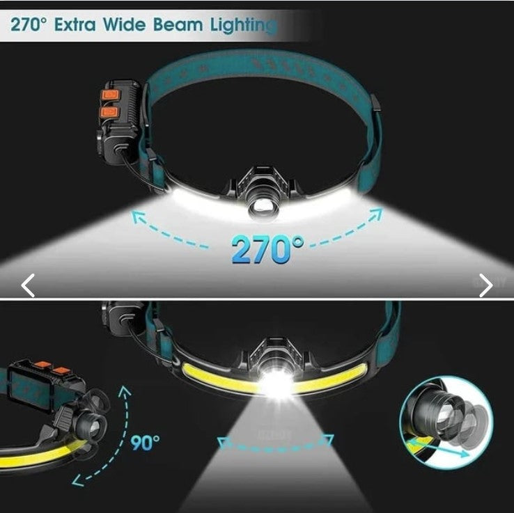 Linterna Frontal LED Potente de Inducción